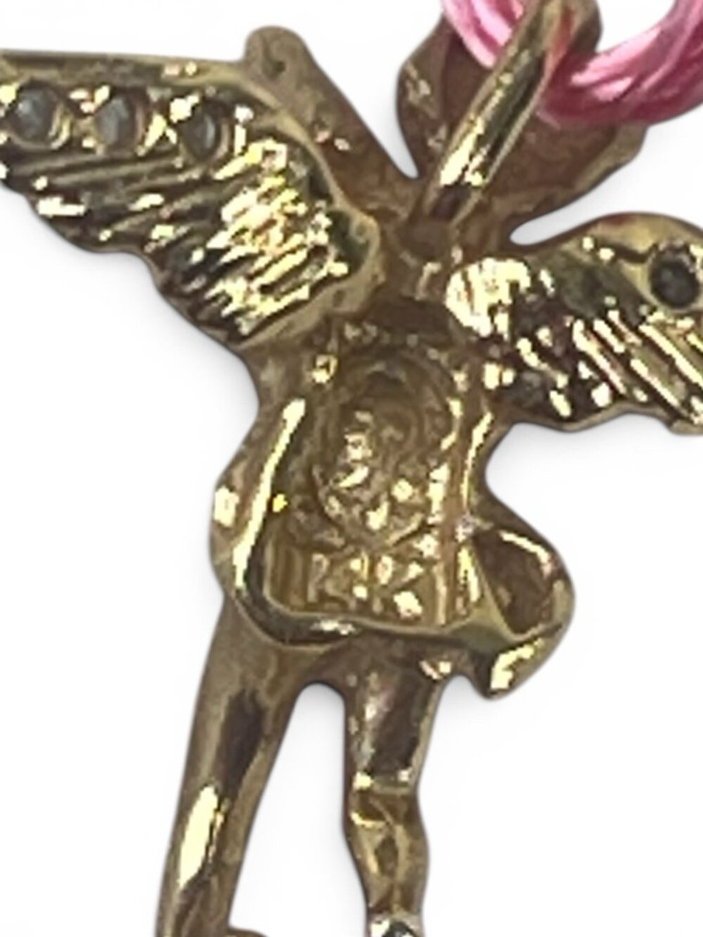 vtg made in Italy 2 gram 14k gold/6Diamond guardian angel pendant sparkly - Picture 3 of 16
